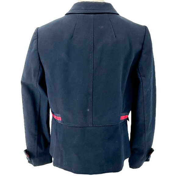 Talbots Classic Jacket Womens Size 10 Navy Red Accents Button-Front Cotton Blend - Picture 2 of 9